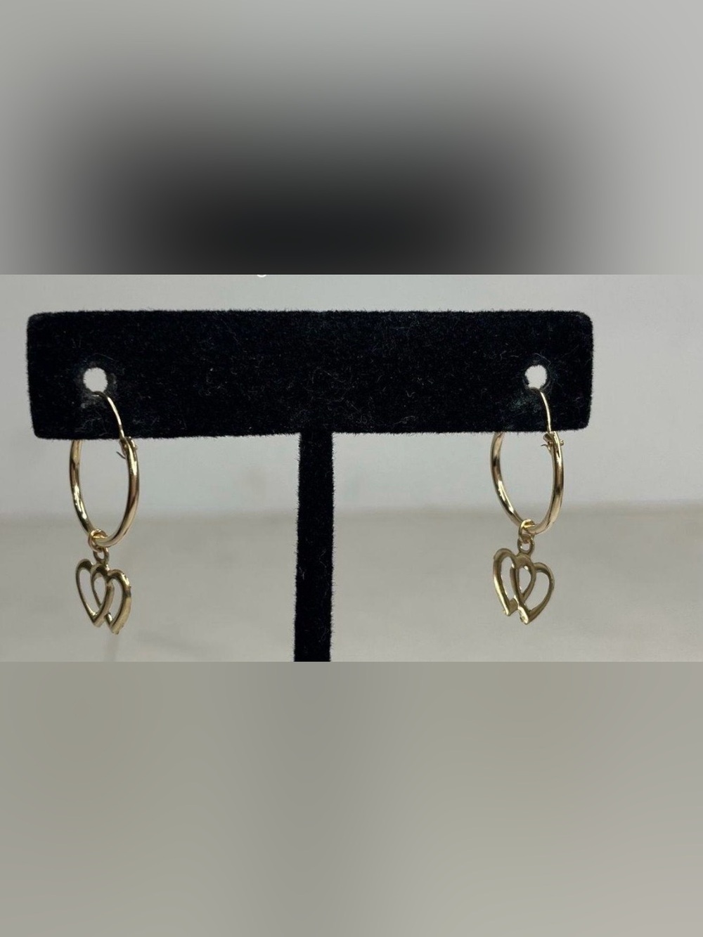 14k yellow gold heart charm Hoop Earrings